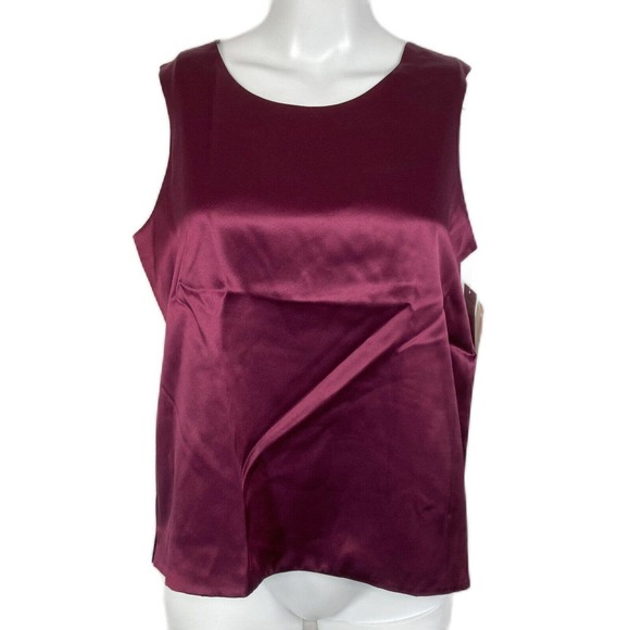 NWT Halston Lifestyle‎ Cami Tank Womens Sz 6 Purple Blue Reversible 100% Silk - Picture 1 of 12